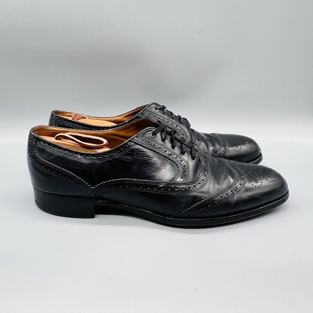 Bally Shoes Mens 11.5 Black Leather Prestige Wingtip Oxford Dress Brogue Classic